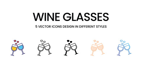 WINE GLASSES icons set vector illustration. vector stock