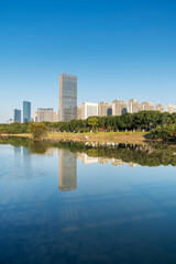 Fototapeta premium Lakeside modern office building in China