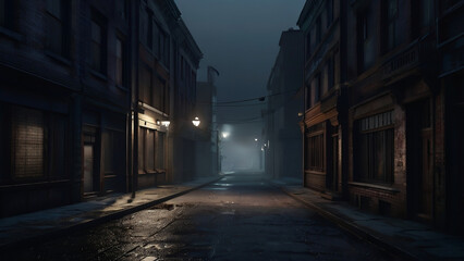 Obraz premium Horror city silent streets eerie buildings dark CGI