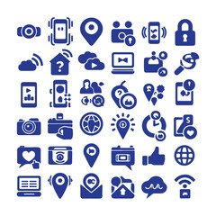 simple social media icon set vector style with a white background