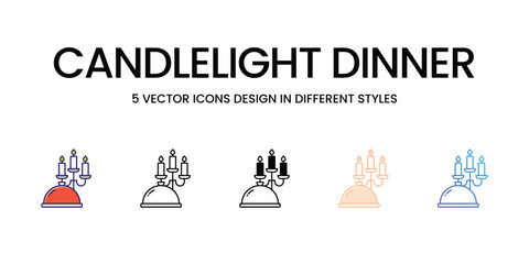CANDLELIGHT DINNER icons set vector illustration. vector stock