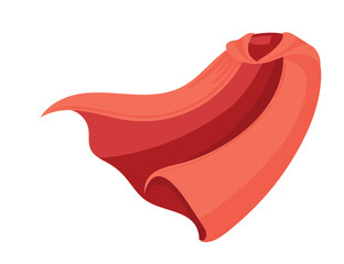 Attractive red cloak flutters in the wind, fastened near the neck vector illustration