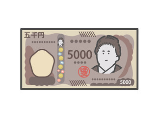 新紙幣　新五千円札　お札　イラスト