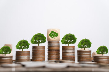 concept of carbon credit reducing carbon emissions Zero net greenhouse gas emissions target Carbon...