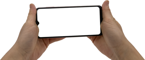 Hand Holding Modern Smartphone - Isolated on Transparent Background