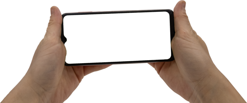 Hand Holding Modern Smartphone - Isolated on Transparent Background
