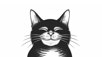 Obraz premium Black cat on white background