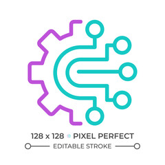 Fototapeta premium AIOps two color line icon. Artificial intelligence for it operations. Automated process. Machine learning bicolor outline symbol. Duotone linear pictogram. Isolated illustration. Editable stroke