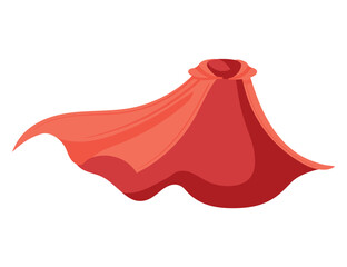 Attractive red cloak flutters in the wind, fastened near the neck vector illustration