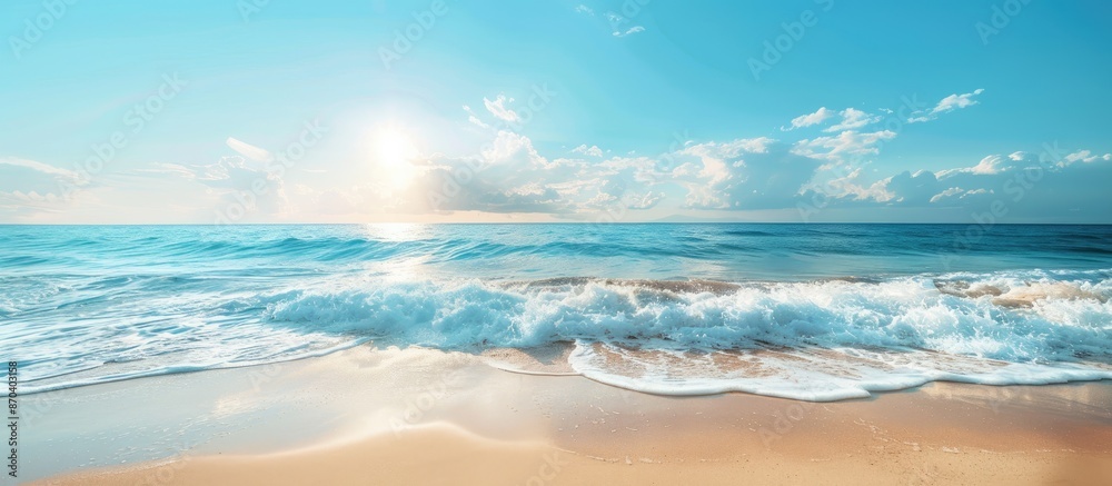 Sticker Scenic view of a lovely beach and sea background with available copy space image.