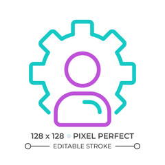 Account settings two color line icon. Social media profile. Authorized user customization. Personal changes bicolor outline symbol. Duotone linear pictogram. Isolated illustration. Editable stroke