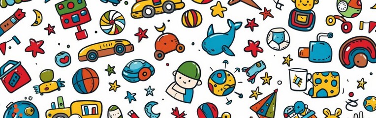 Whimsical Children Activities in Colorful Illustration