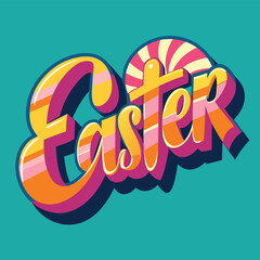 Colour easter text realistic decorative background illustration