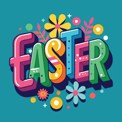 Colour easter text realistic decorative background illustration