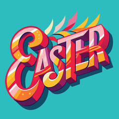 Colour easter text realistic decorative background illustration