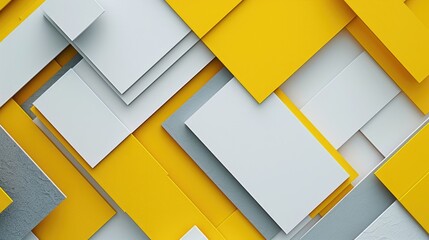 A yellow and white background with squares of different sizes. The squares are arranged in a way that creates a sense of depth and texture. Scene is one of creativity and artistic expression