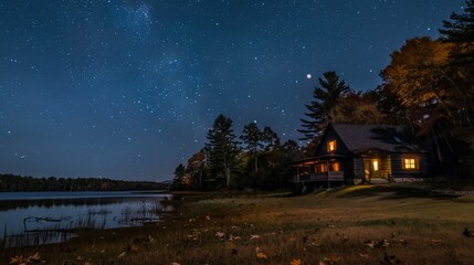 Fototapeta premium Autumn skies clear, revealing a blanket of stars that twinkle overhead in the crisp night air.