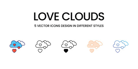 LOVE CLOUDS icons set vector illustration. vector stock