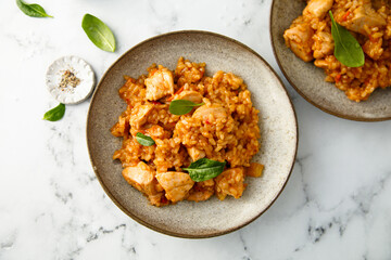 Spicy rice with chicken and pineapple