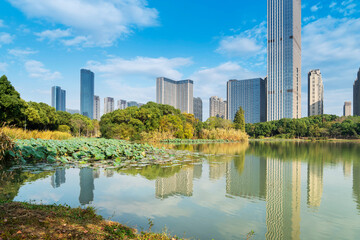 Lakeside modern office building in China