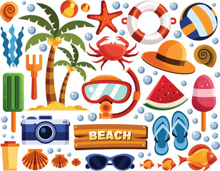 Summer Holiday Elements Vector Illustration