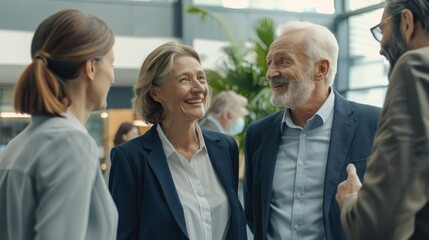 Obraz premium Professional Business People Networking in Office Lobby