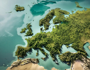 European green deal - Europe map made from vegetation