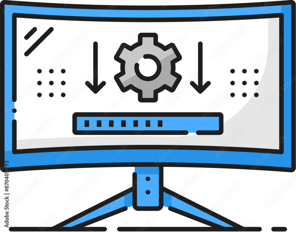 Leinwandbilder computer monitor hardware software driver installation line color icon. digital technology hardware,