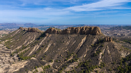 Aerial view of the Mamellones mountain, in the Región of Murcia, Spain