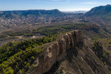 Aerial view of the Mamellones mountain, in the Región of Murcia, Spain