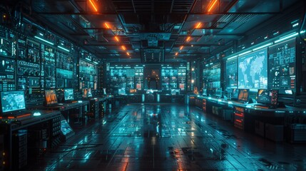 Futuristic Cyber Command Center - Generative AI