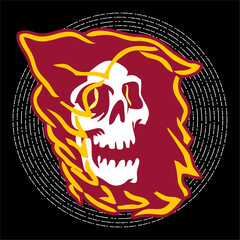 vector illustration grim reaper skull skeleton. Can be used as Logo, Brands, Mascots, tshirt, sticker,patch and Tattoo design.
