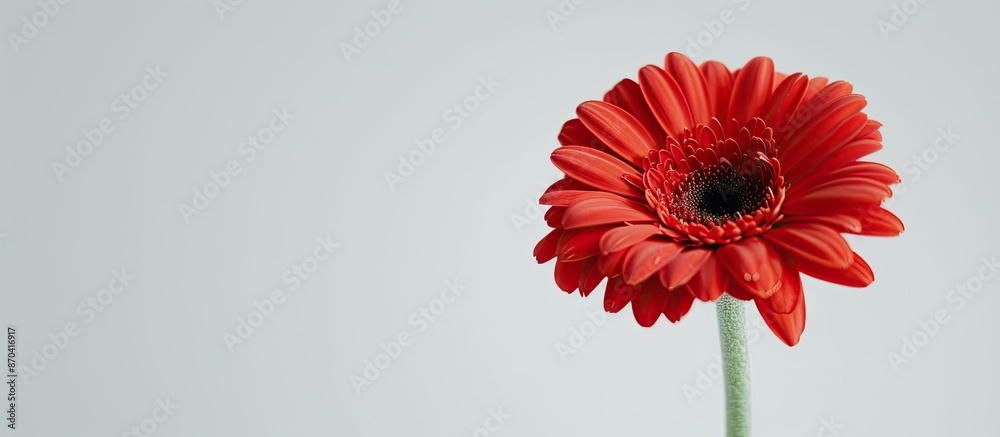 Canvas Prints Close-up red gerbera flower on a white backdrop with copy space image included.