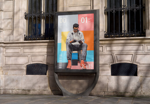 Mockup Of Poster Outside Building, Customized