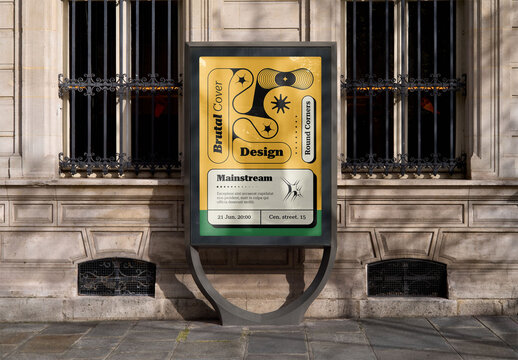 Mockup Of Poster Outside Building, Customizable
