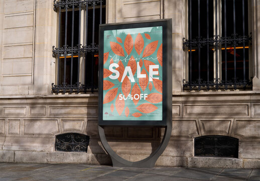 Mockup Of Building With Customized Poster Outside