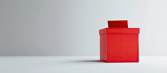 Red voting box isolated on white backdrop with copy space image.
