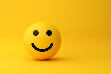 Yellow smiley face showing concept of happiness on colorful background