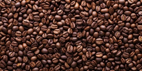 Fototapeta premium Mockup advertising Organic coffee beans texture backdrop with roasted beans digital image. Concept Product Photography, Coffee Beans, Organic, Texture, Mockup Advertising