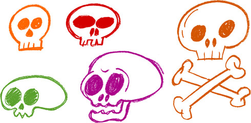 Skull Chalk Crayon Drawing