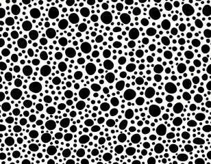 Black and white irregular abstract polka dots