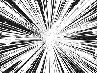 Dynamic black and white burst effect with radiating lines, creating a dramatic and energetic visual impact.