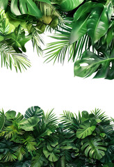 Fototapeta premium Vertical Tropical Leaf Border with White Space