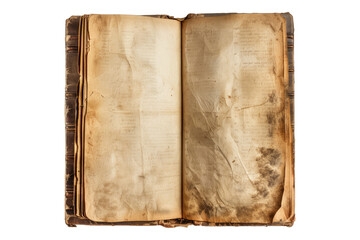 Old blank book open isolated on transparent background