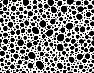 Black and white irregular abstract polka dots