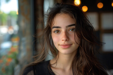 The girl poses by a window, holding her diploma, with natural light illuminating her