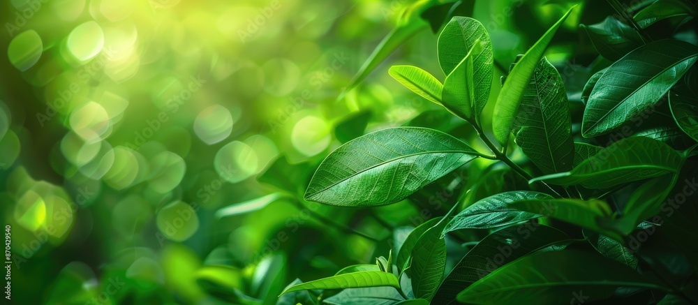 Canvas Prints Green leaves in close-up with a blurred natural backdrop. Ideal for writing or placing text in the copy space image of lush greenery.