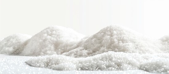 Isolated on a white background, a sugar pile is displayed, with space for text or images. Copy space image. Place for adding text and design