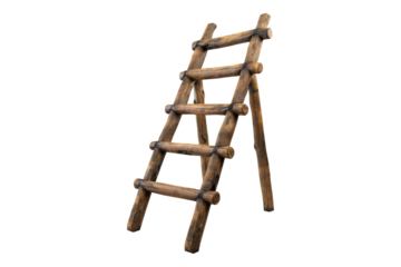 Solid wood ladder isolated on transparent background