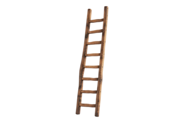 Solid wood ladder isolated on transparent background